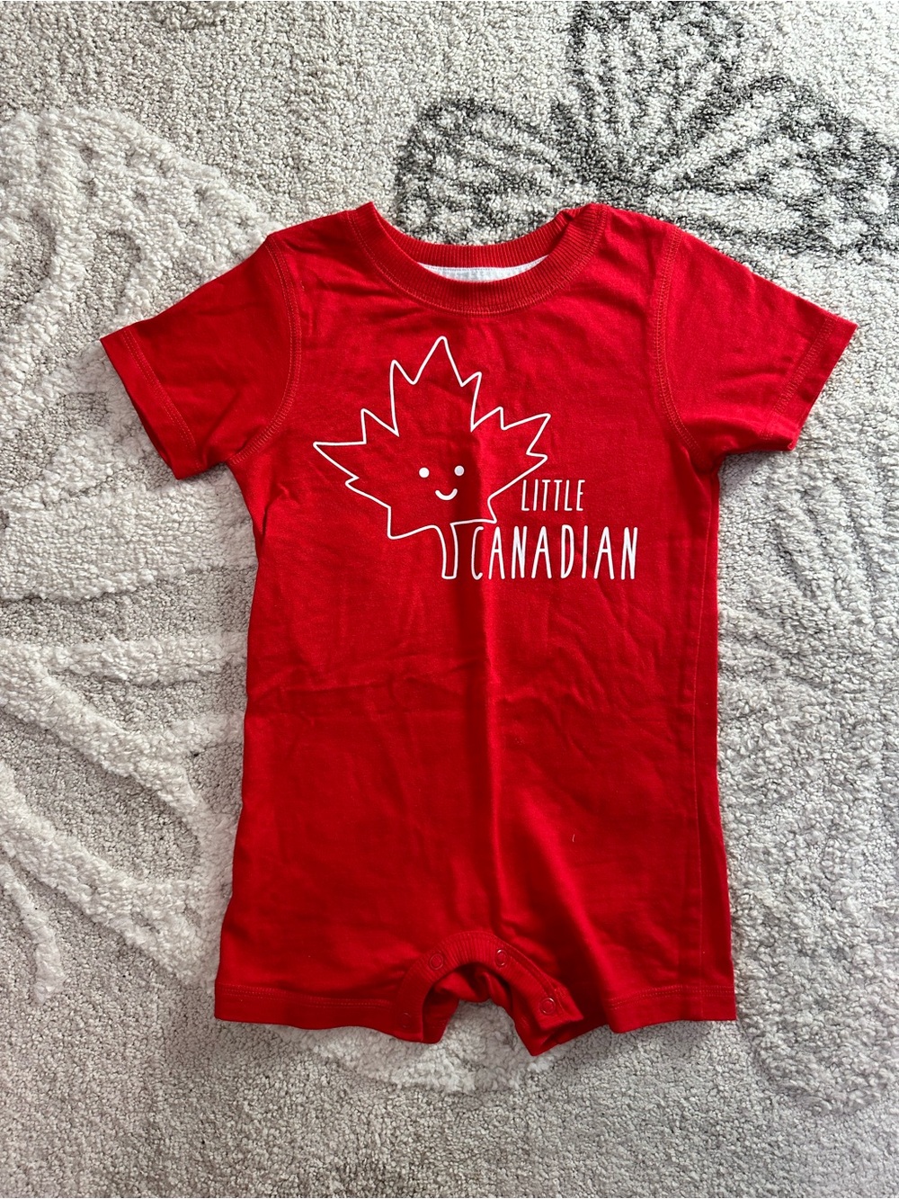 Red "Little Canadian" Maple Leaf Baby Romper
